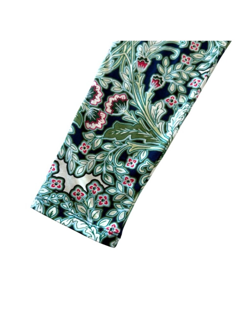 Talbots Tee Botanical Shirt M Womens Blue Green Long Sleeve Floral Cotton Top - Picture 5 of 9